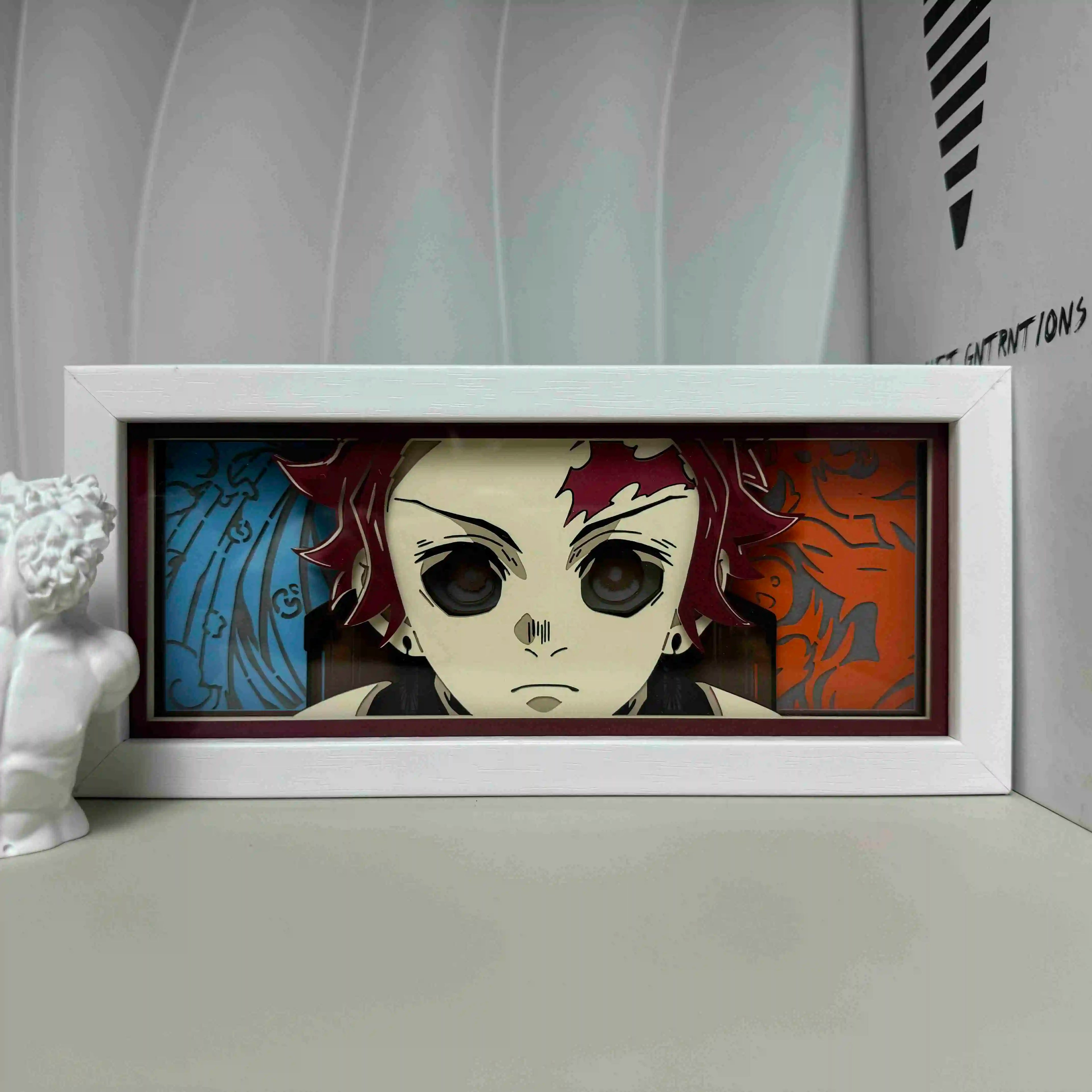 Anime Series Demon Slayer Paper-Cut Light Atmosphere Light Colorful Light Box Room Bedroom Night Light Remote Control