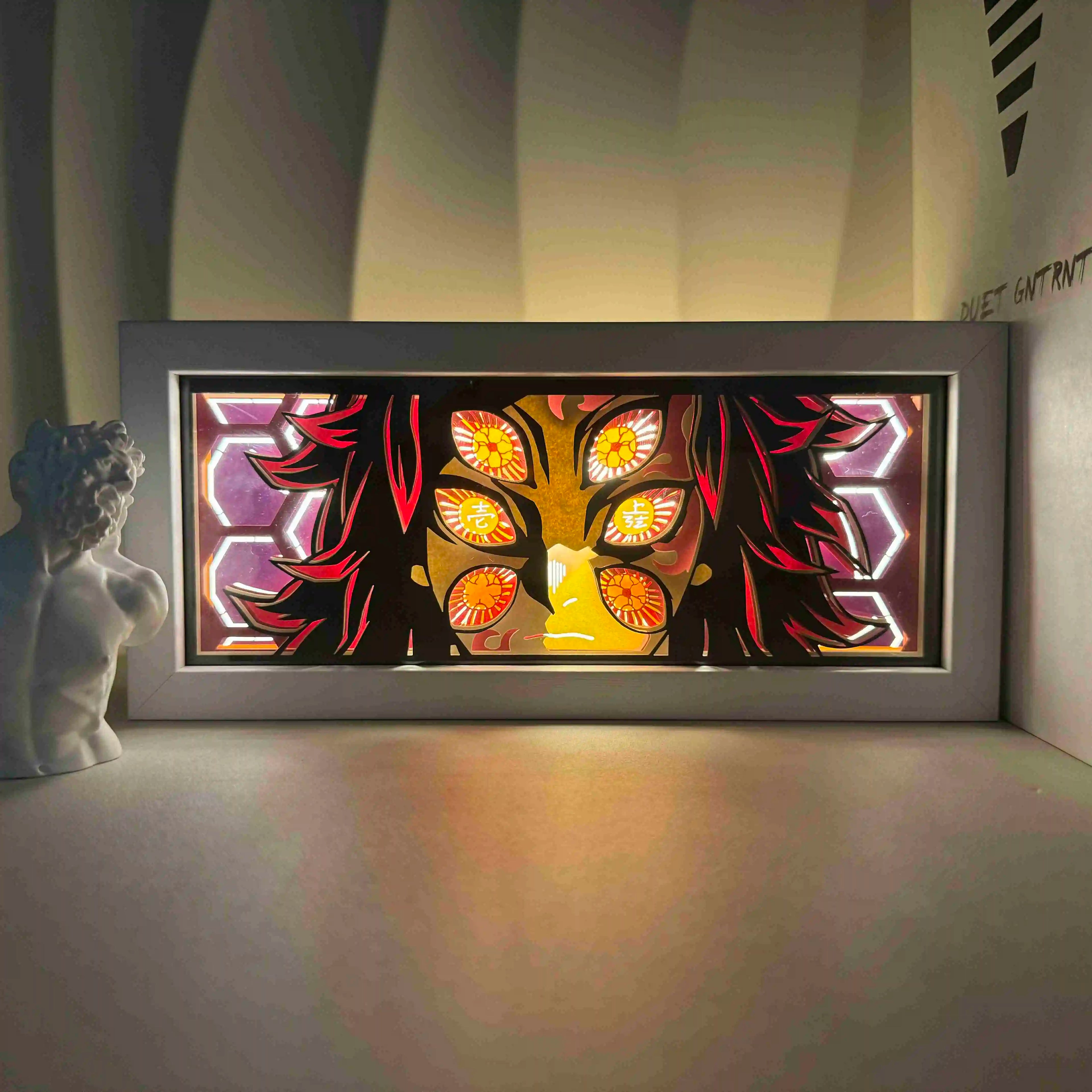 Anime Series Demon Slayer Paper-Cut Light Atmosphere Light Colorful Light Box Room Bedroom Night Light Remote Control