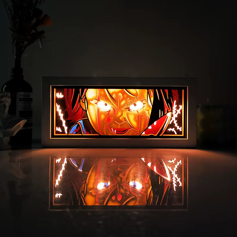 Anime Series Demon Slayer Paper-Cut Light Atmosphere Light Colorful Light Box Room Bedroom Night Light Remote Control