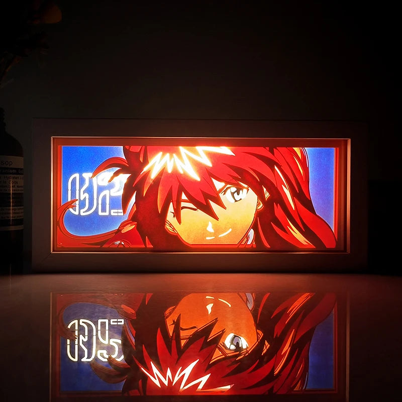 Anime Series Demon Slayer Paper-Cut Light Atmosphere Light Colorful Light Box Room Bedroom Night Light Remote Control