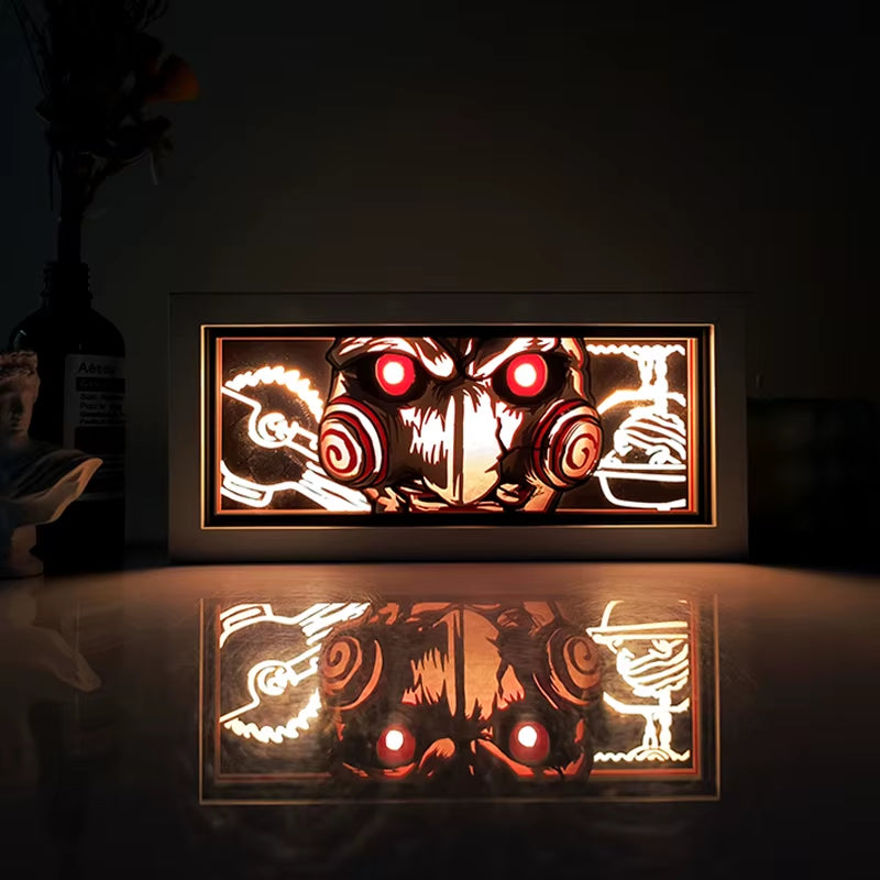 Anime Series Demon Slayer Paper-Cut Light Atmosphere Light Colorful Light Box Room Bedroom Night Light Remote Control