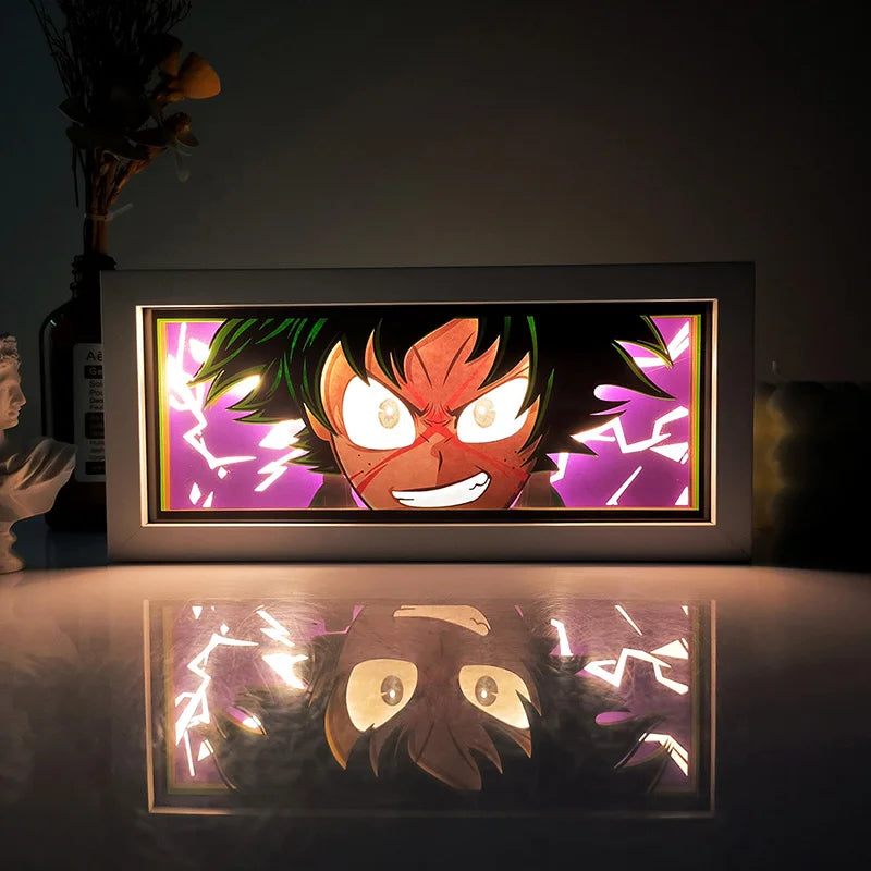 Anime Series Demon Slayer Paper-Cut Light Atmosphere Light Colorful Light Box Room Bedroom Night Light Remote Control