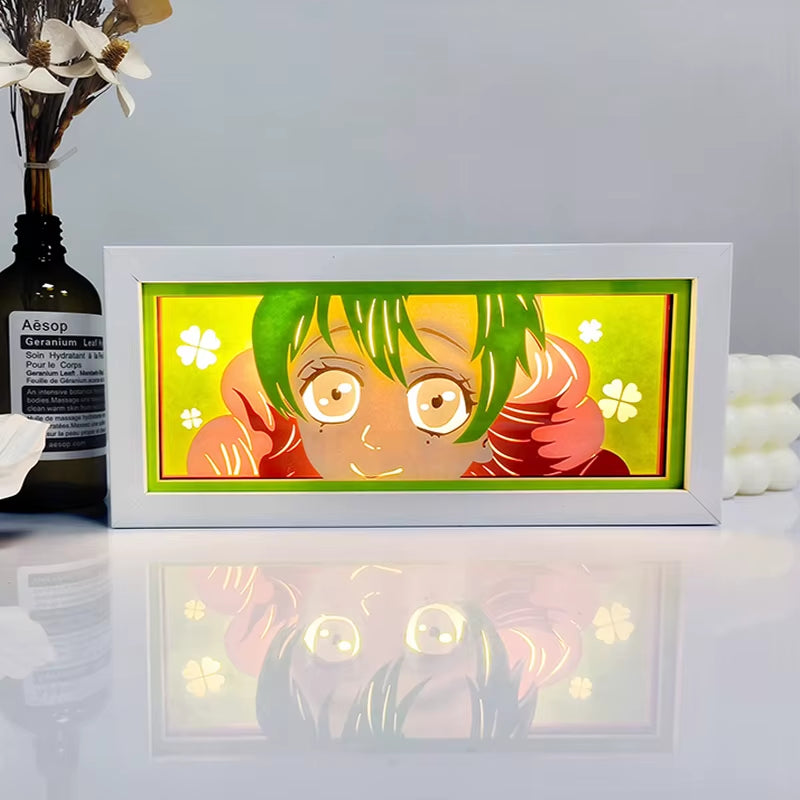 Anime Series Demon Slayer Paper-Cut Light Atmosphere Light Colorful Light Box Room Bedroom Night Light Remote Control